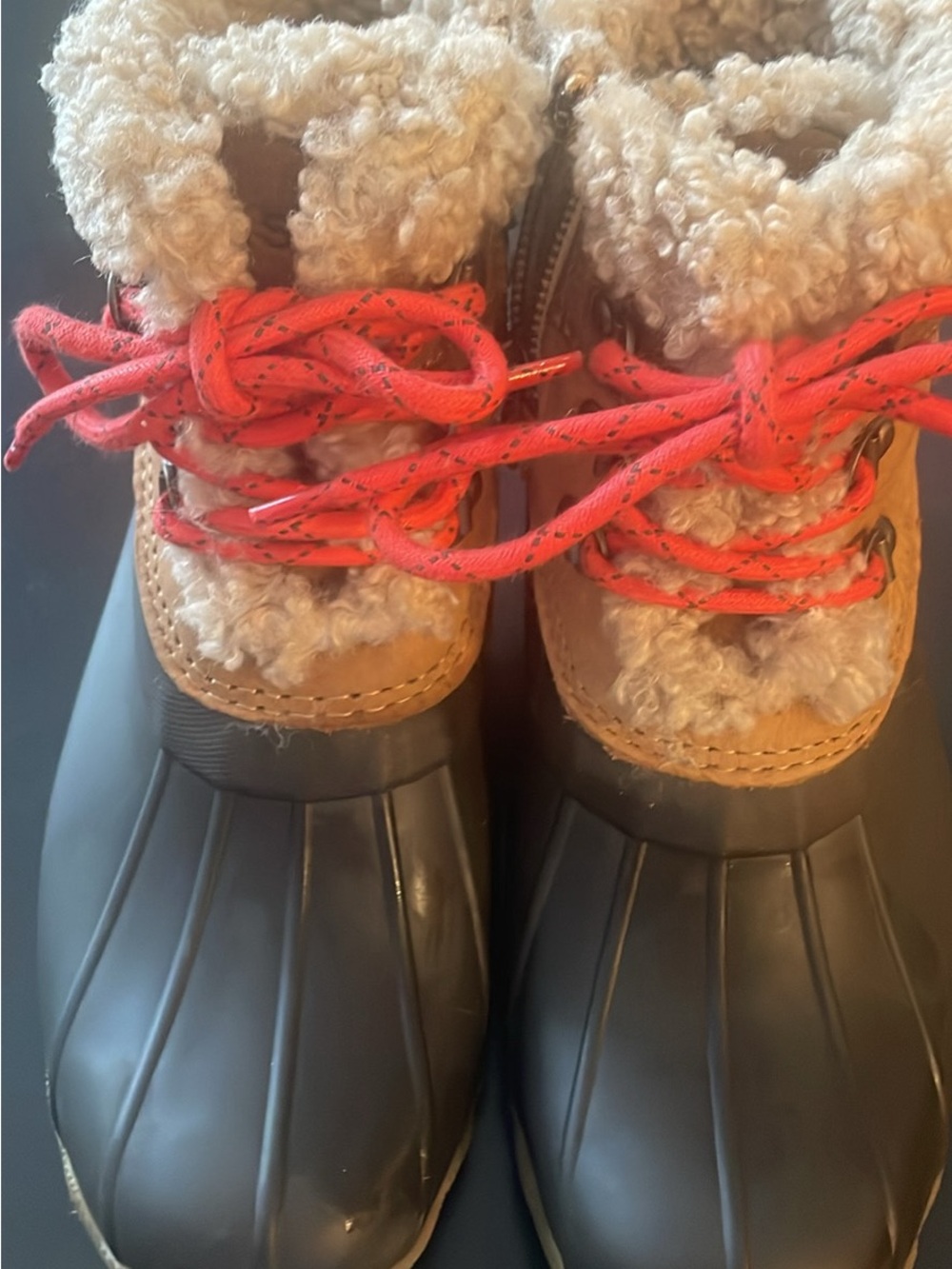 Sperry Waterproof Duck Boots with Faux Shearling & Red Laces